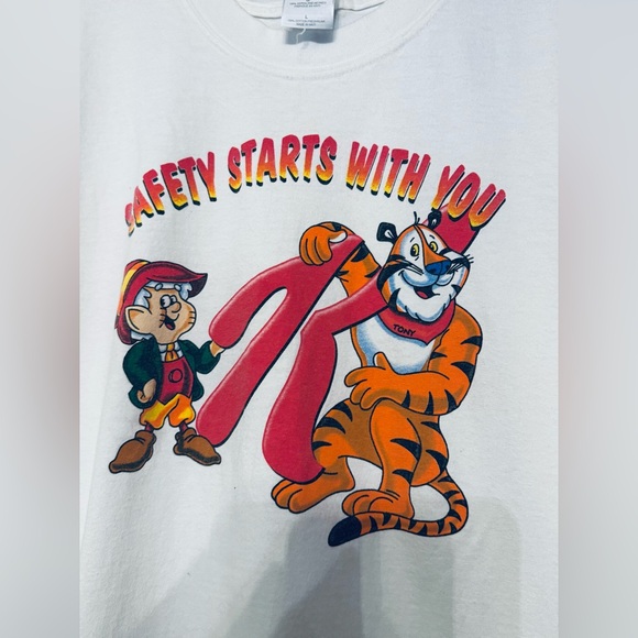 Vintage Kelloggs “Safety Starts With You” Gildan White T-Shirt Size Large - Picture 3 of 8
